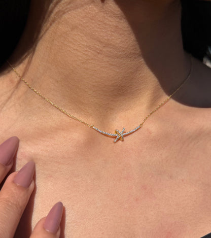 Fine Gold kiss Knot Necklace-in Sterling Silver -925