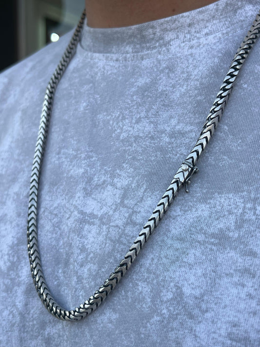 Thick V cut Necklace for Men's Sterling Silver 925s-65cm-5mm