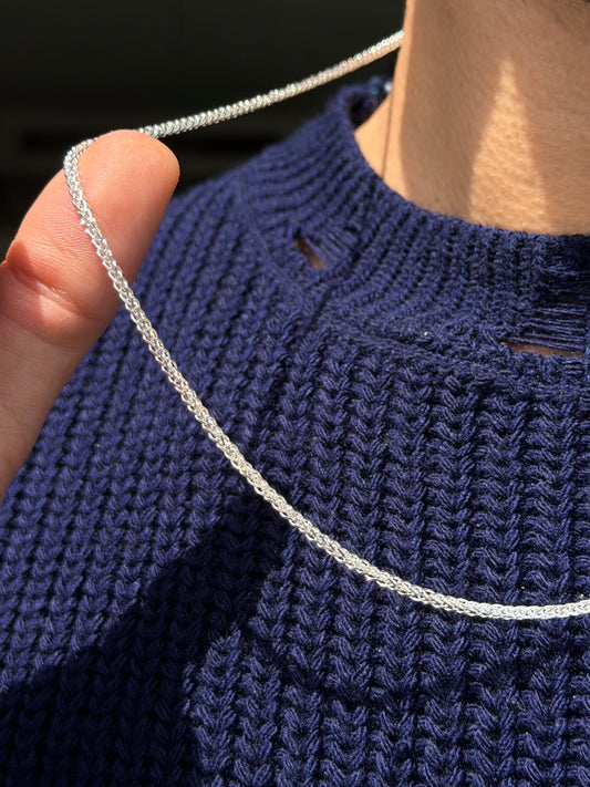 Blocked Franco Necklace for Men's Sterling Silver 925s(60cm-3mm)