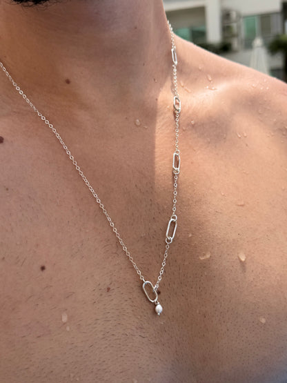 Waves Paperclip Necklace in Sterling Silver 925s