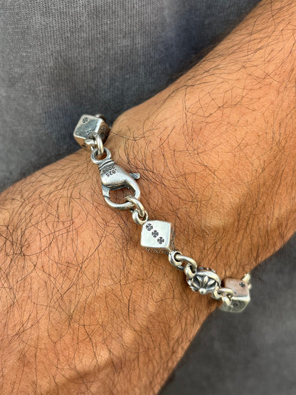 Dice Bracelet for Men's Sterling Silver 925s-(19cm)