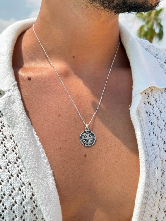 Compass Necklace Sterling Silver 925s