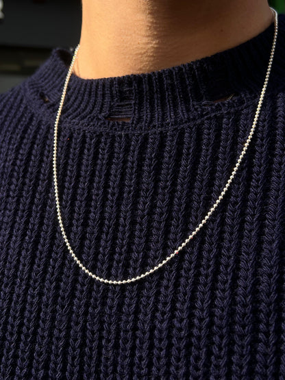 Beaded Necklace for Men's Sterling Silver 925s- (60cm-2mm)