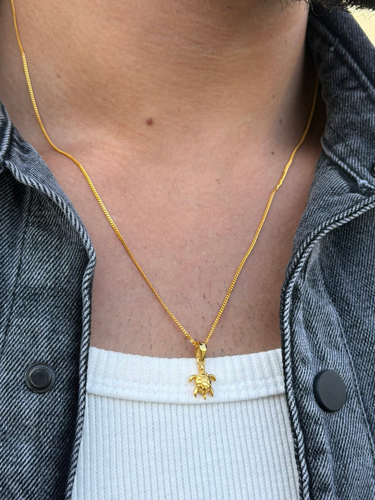Chelon Turtle Necklaces for Men's Sterling Silver 925s-Gold plated