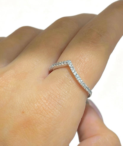 Chevron Ring -Clear Zirconia in Sterling Silver -925