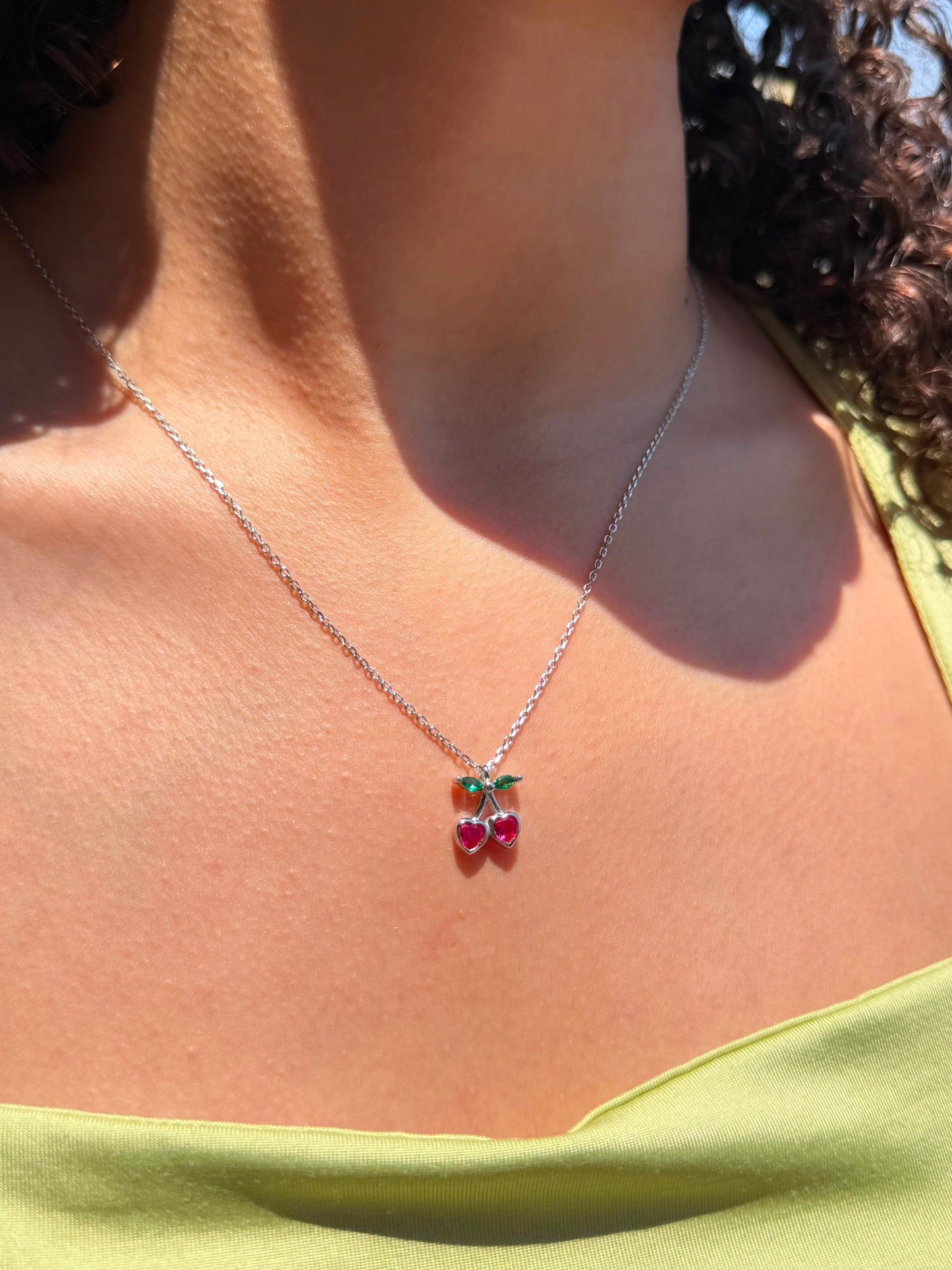 Cherries Zirconia Necklace in Sterling Silver 925s