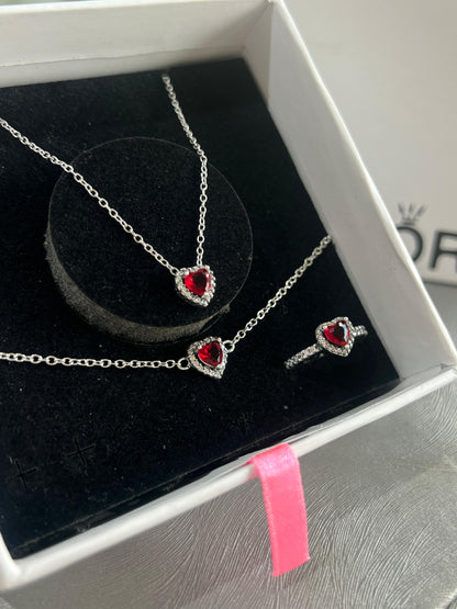 Heart Trio Set with bracelet-Italian Silver 925