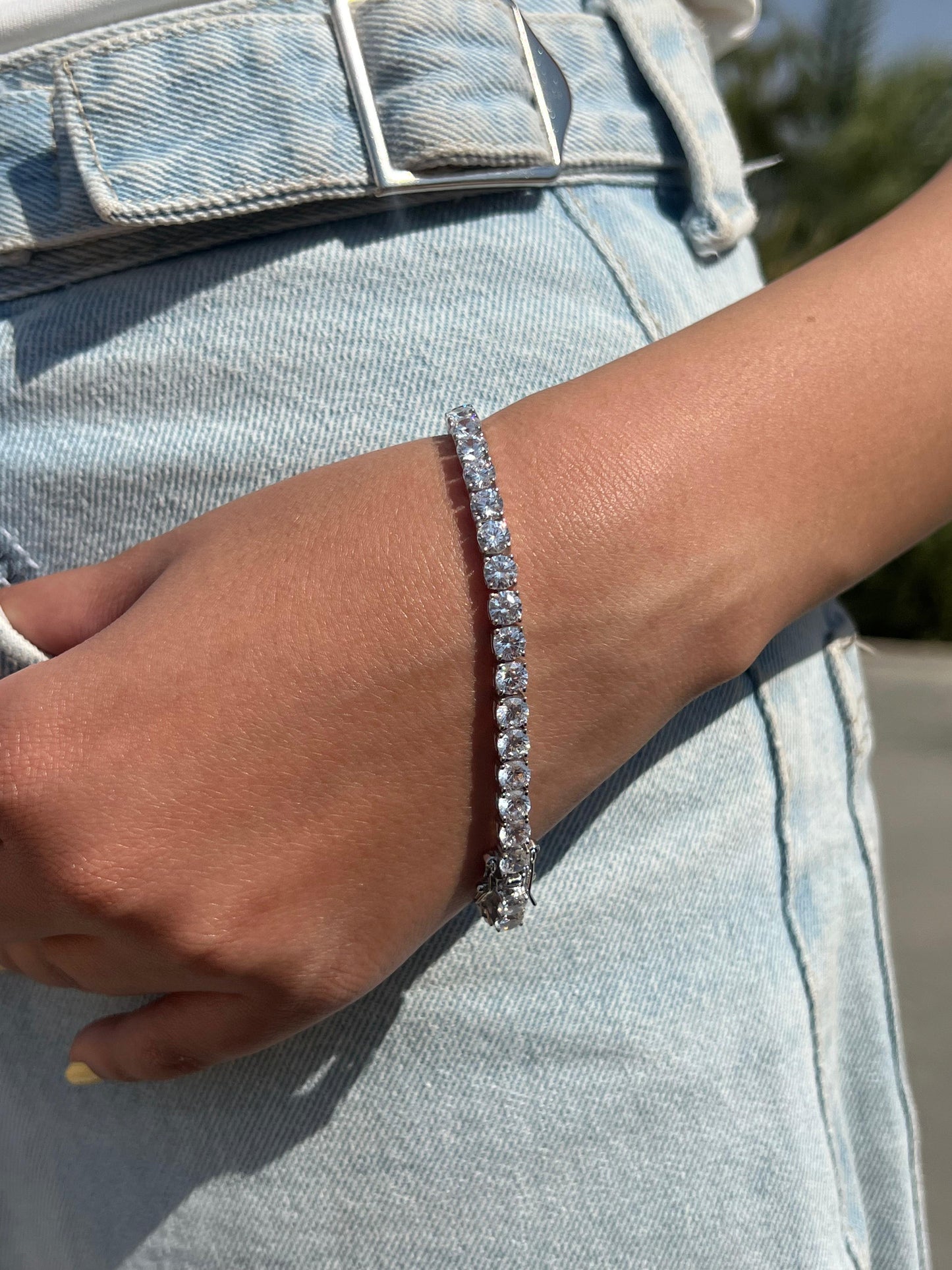 4.5mm Massive Tennis Bracelet -in Sterling Silver 925-(19cm)