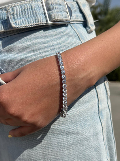4.5mm Massive Tennis Bracelet -in Sterling Silver 925-(19cm)