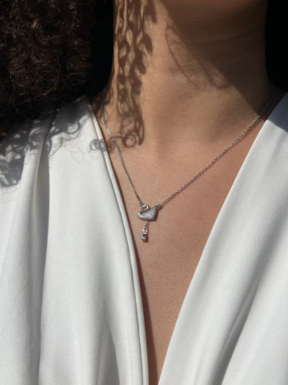 Dazzling Swan Necklace in Sterling Silver 925s