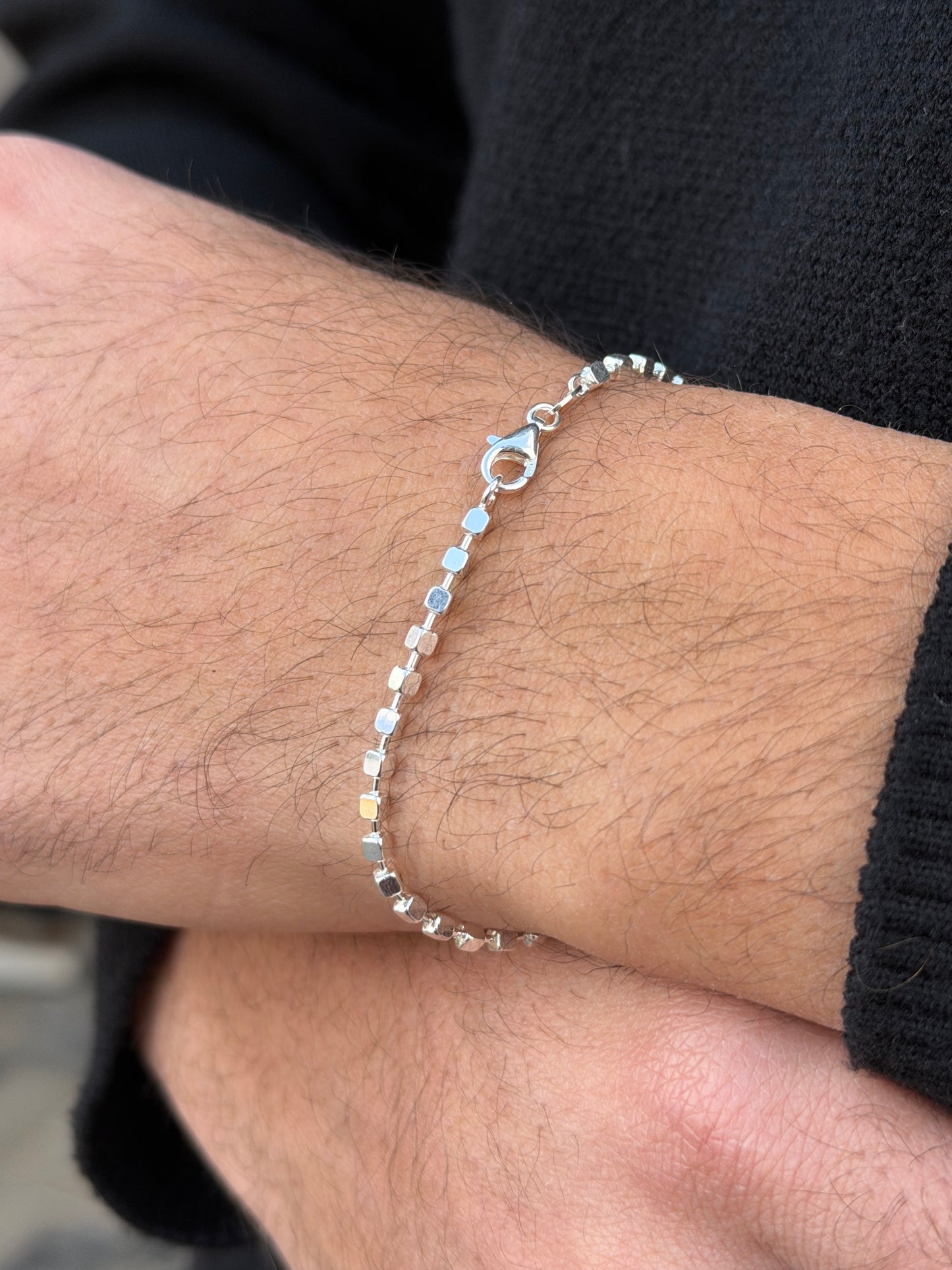 Cubes Bracelet for Men's Sterling Silver 925s(20cm)