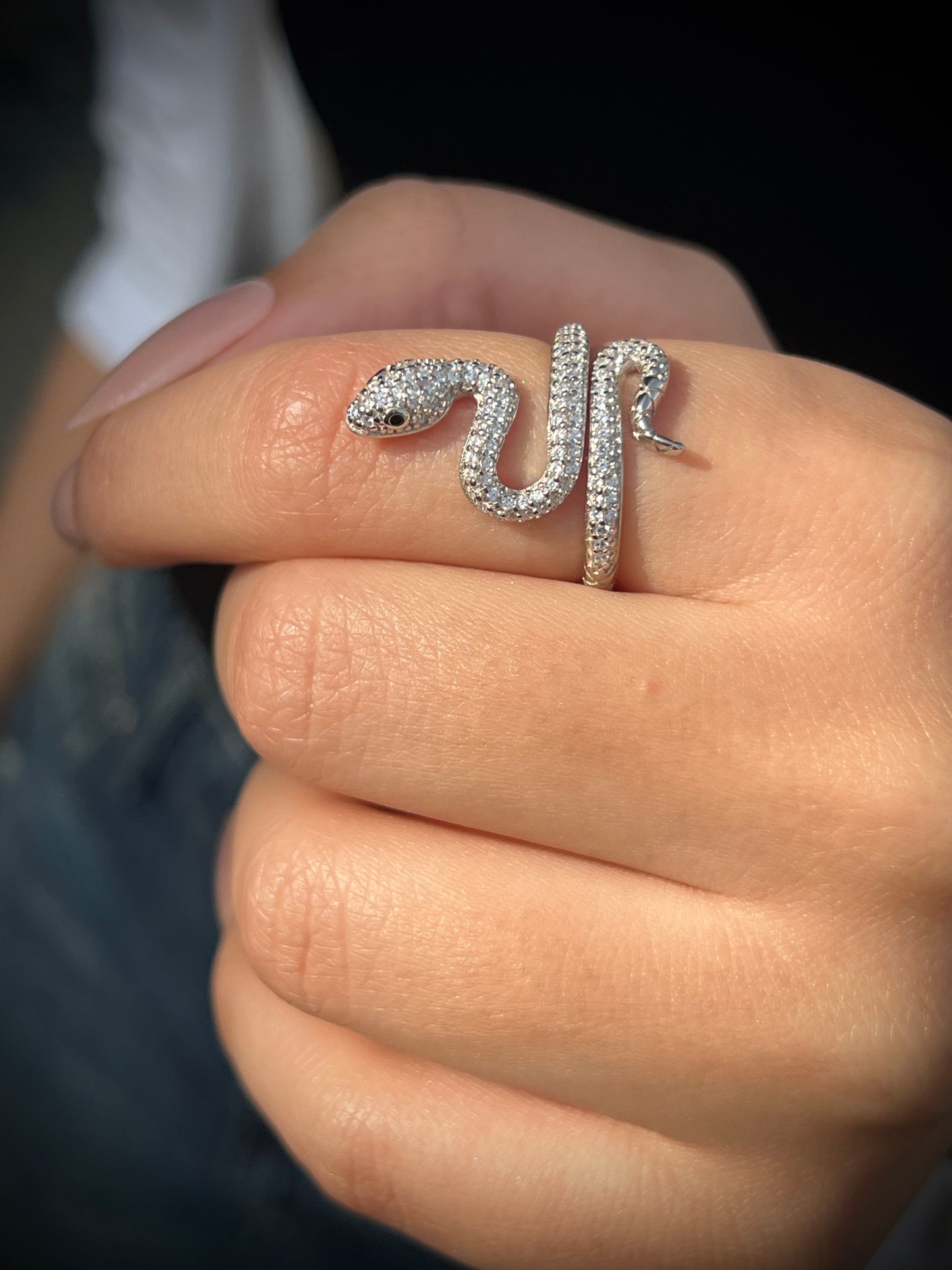 Snake Ring Zirconia in Sterling Silver -925