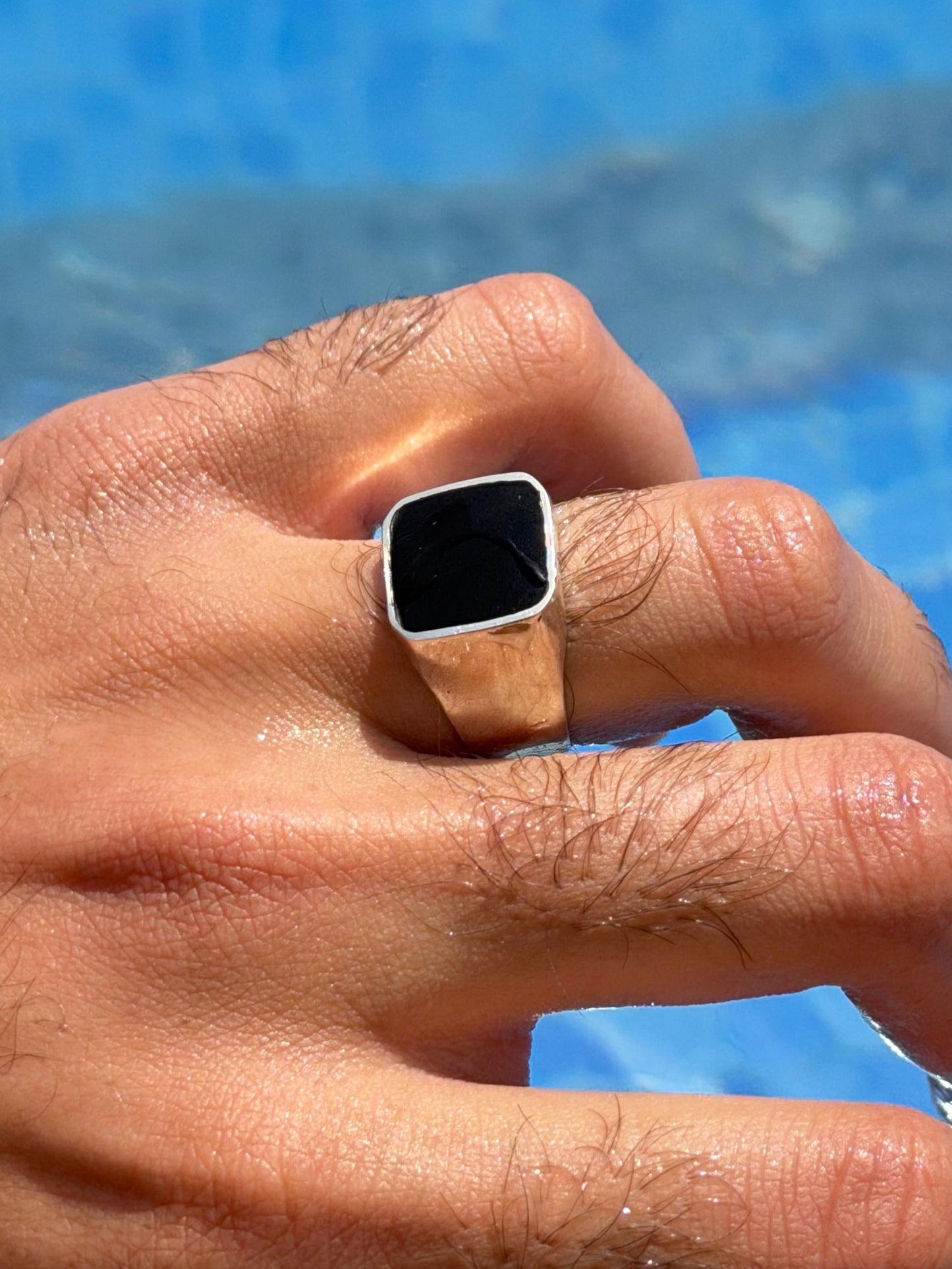 Onyx Signet Ring in Sterling Silver 925s