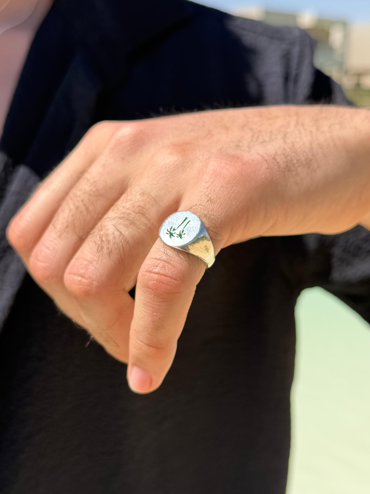 Green Palm Paradise Ring in Sterling Silver925s