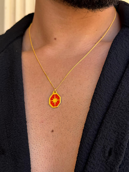 RED Northbound Necklace in Sterling Silver 925s-Fine Gold Plated