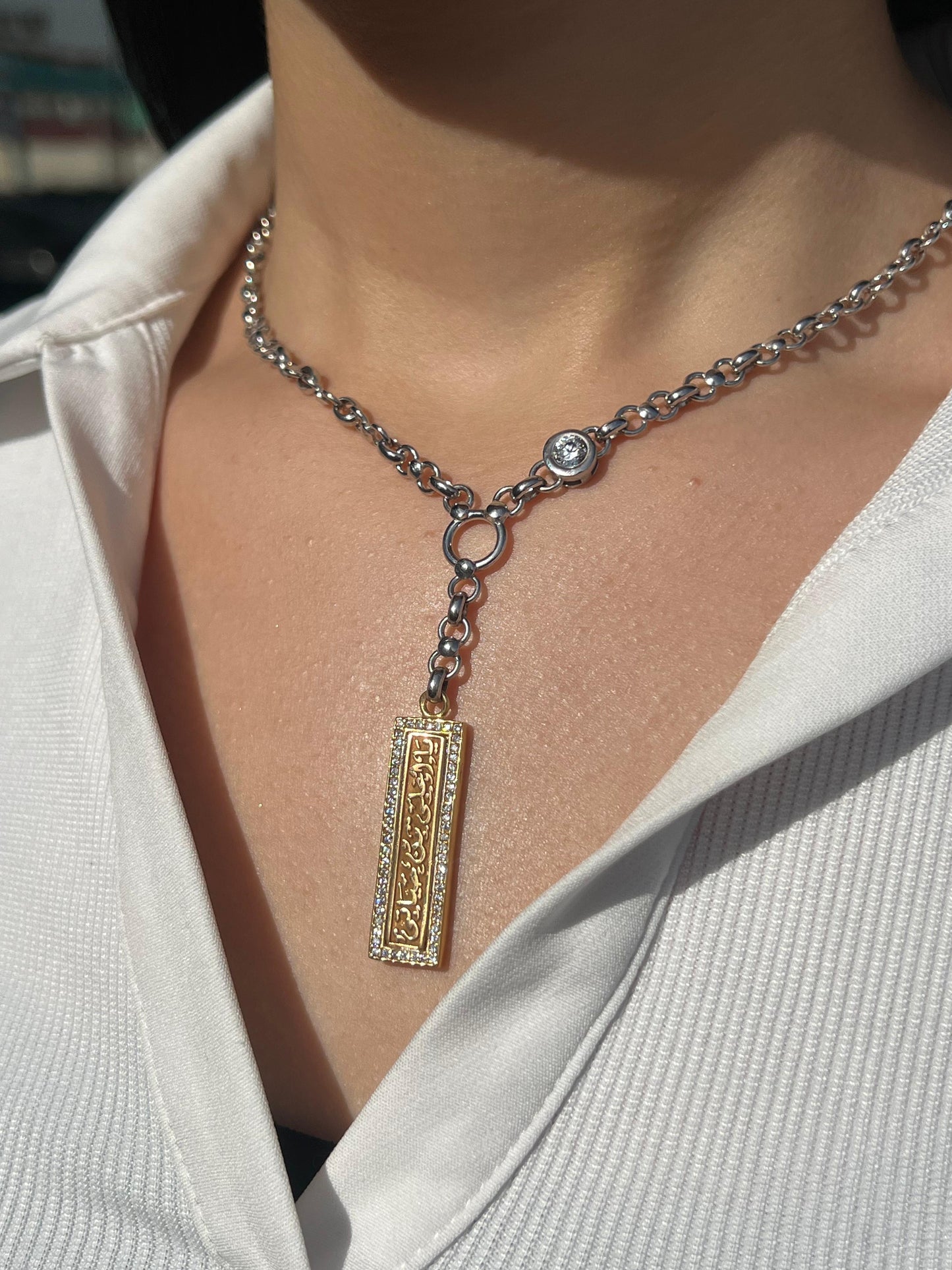 X “يا اغلي من حياتي” Necklace — Sterling Silver with Gold Plating
