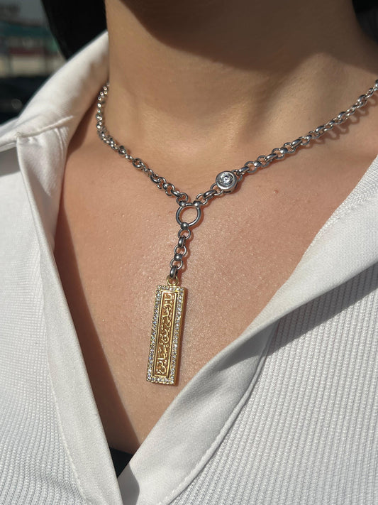 X “يا اغلي من حياتي” Necklace — Sterling Silver with Gold Plating