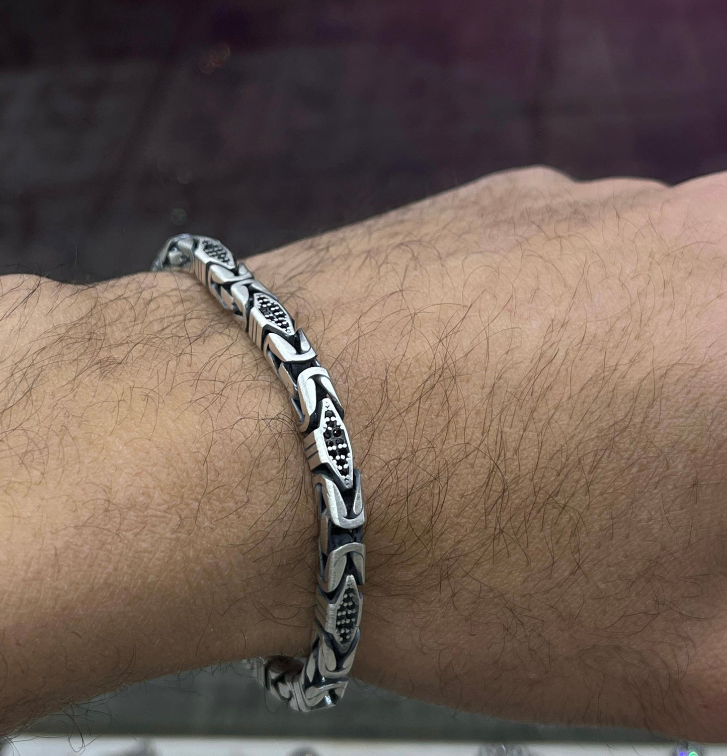 Massive zirconia King Bracelet for Men Sterling Silver 925s,