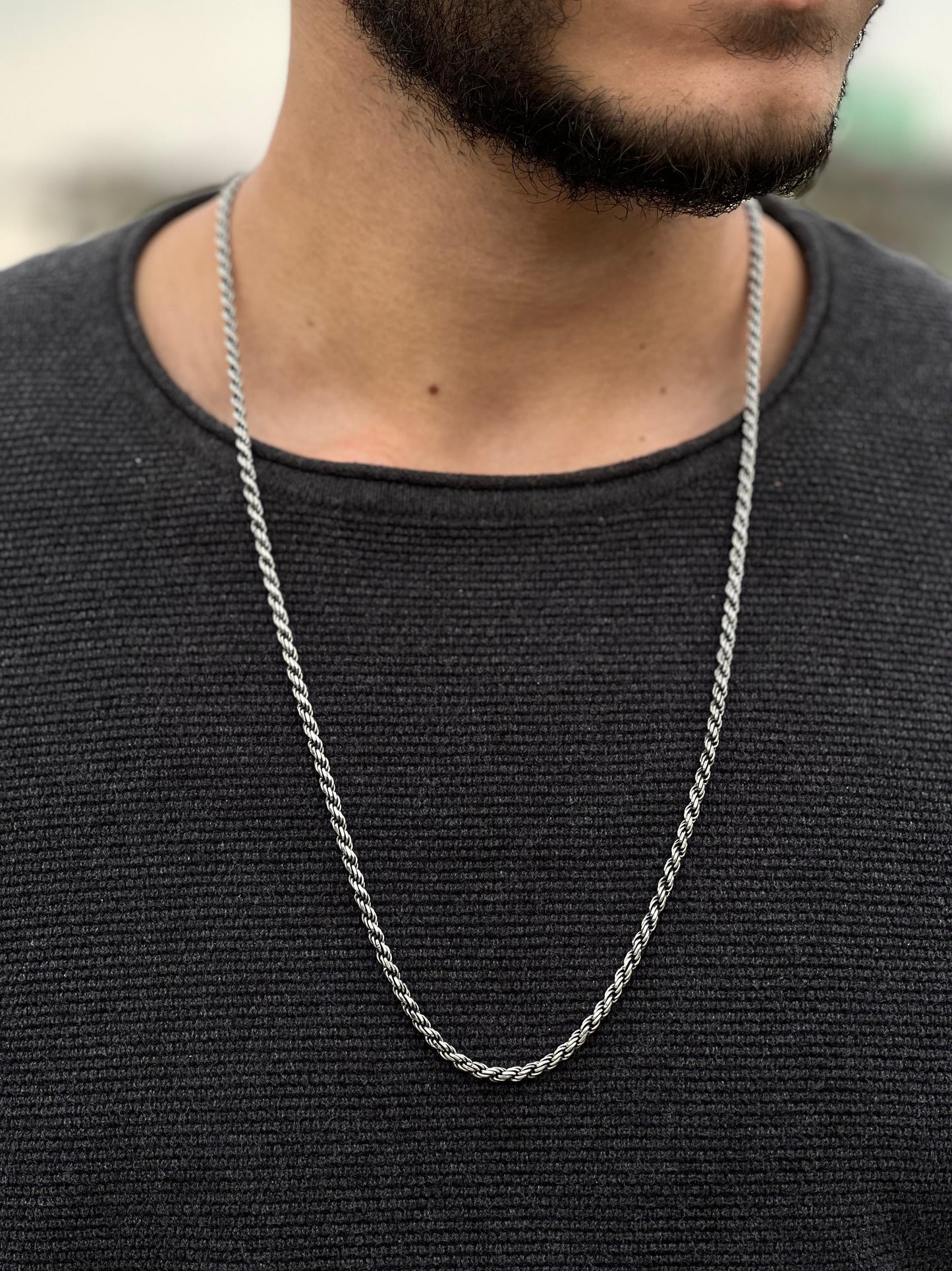 Thick Rope Necklace For Men Sterling Silver - 925