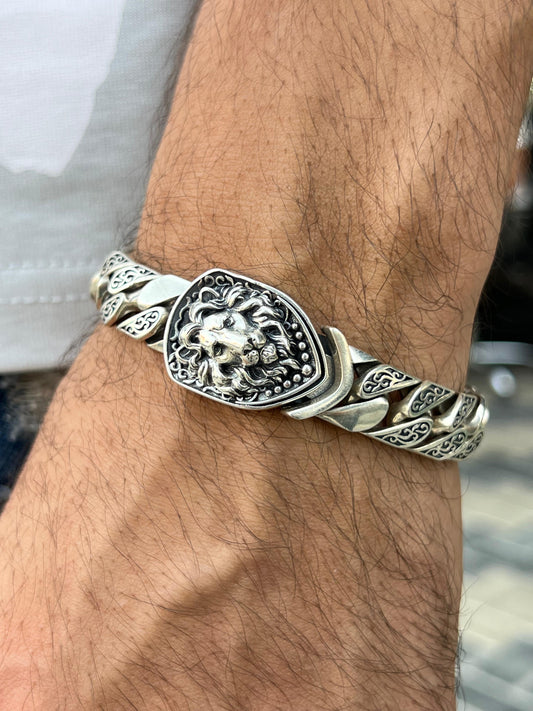 Lion Beast Bracelet for Men's Sterling Silver 925s