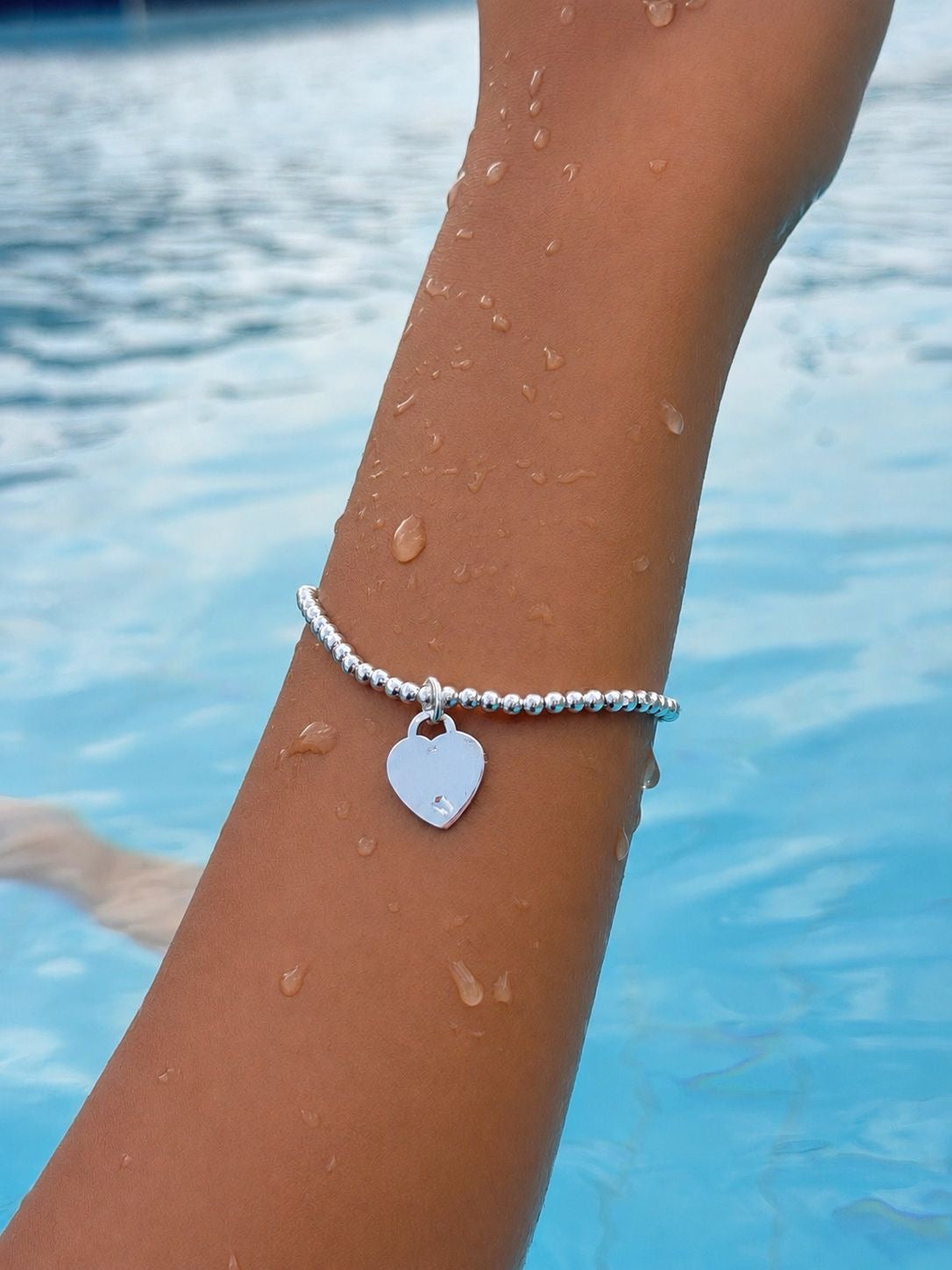 Heart beads Bracelet -in Sterling Silver -925s
