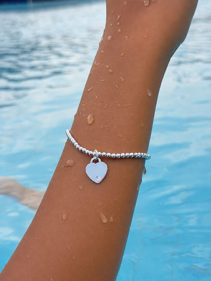 Heart beads Bracelet -in Sterling Silver -925s