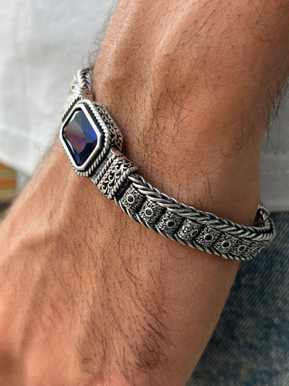 Stormy Navy Bracelet for Men's Sterling Silver 925s-21cm
