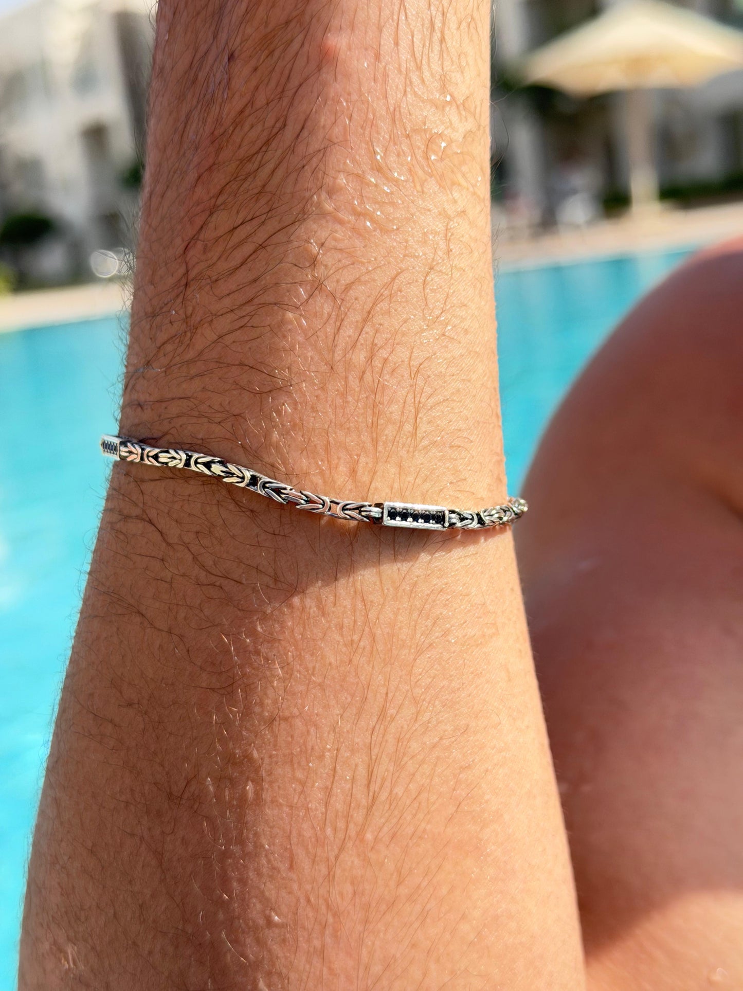 Navy King Bracelet Sterling Silver 925s-(21cm-2.5mm)