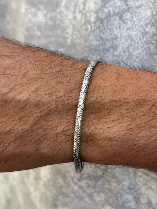 Hearts S925 Sterling Silver bangle for men