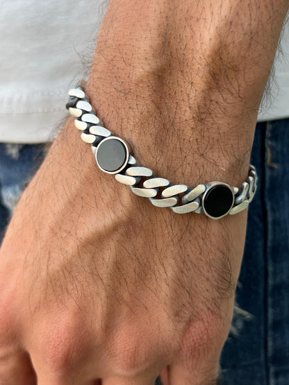Royal Onyx Bracelet for Men's Sterling Silver 925s-20,5cm