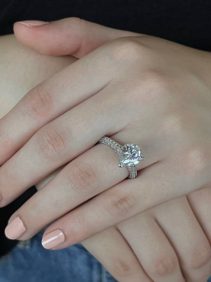 Clear teardrop Ring - pure Silver 925s -size:6,5