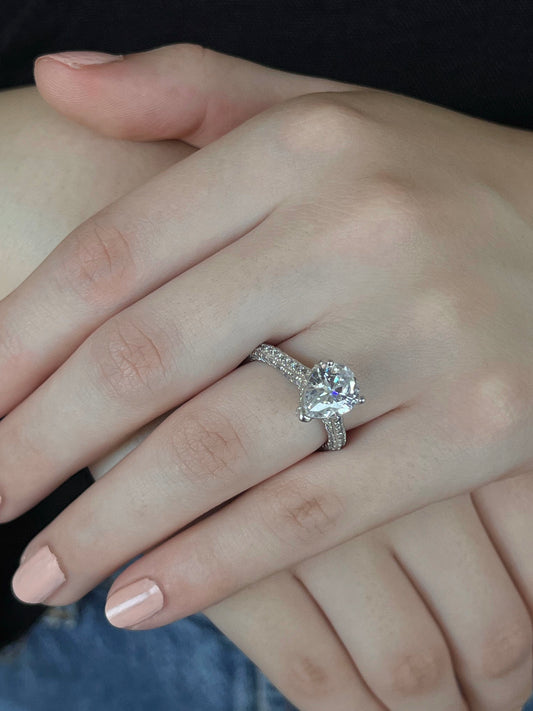 Clear teardrop Ring - pure Silver 925s -size:6,5