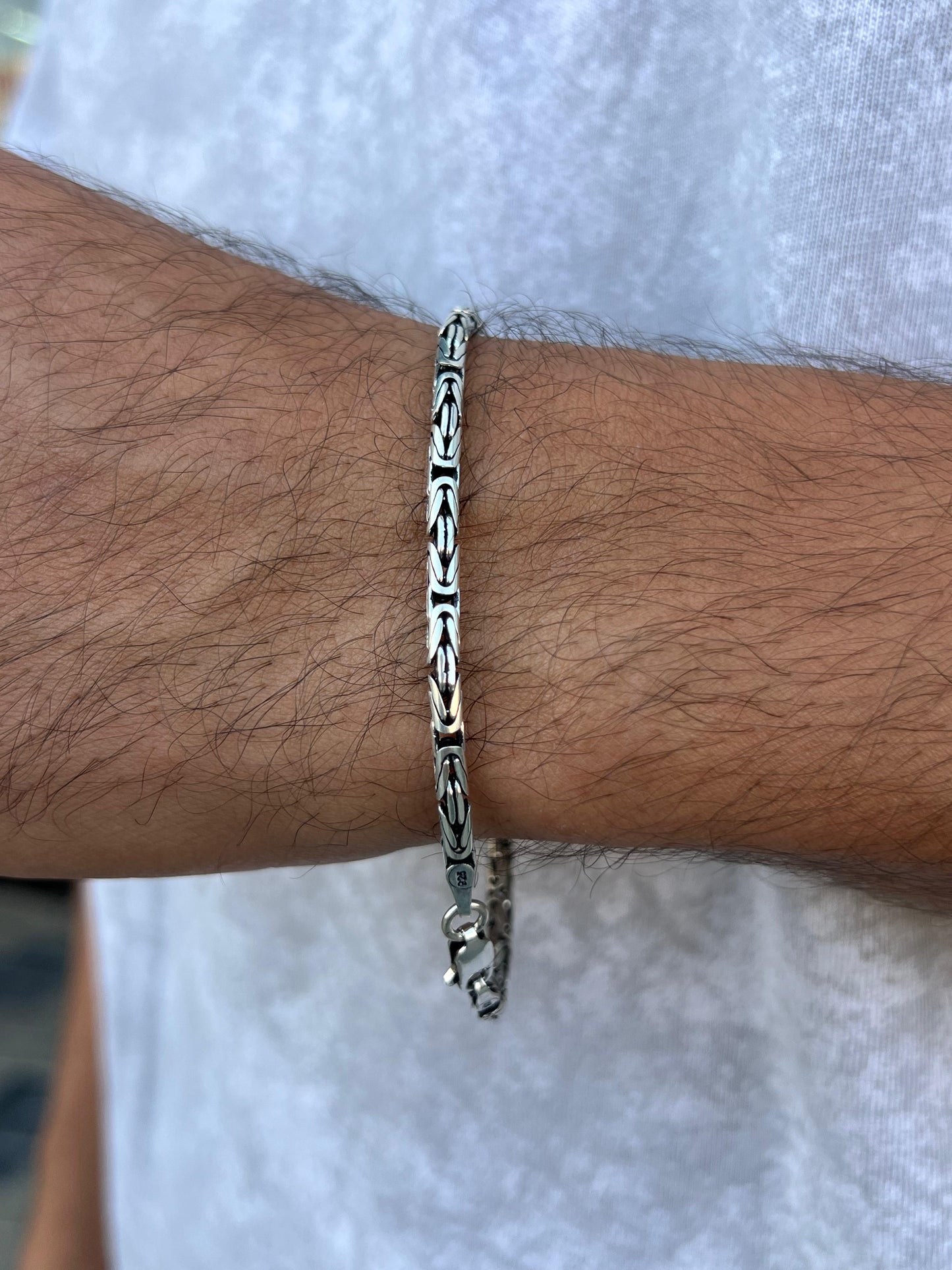 Rounded king Bracelet for Men's Sterling Silver 925s-21cm
