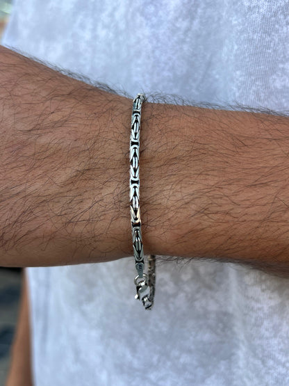 Rounded king Bracelet for Men's Sterling Silver 925s-21cm