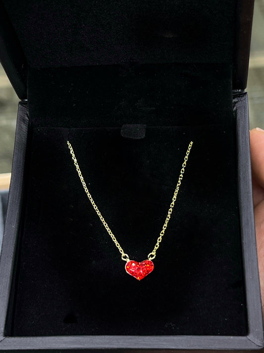 Small Red Heart Necklace -sterling Silver-925s-Gold plated