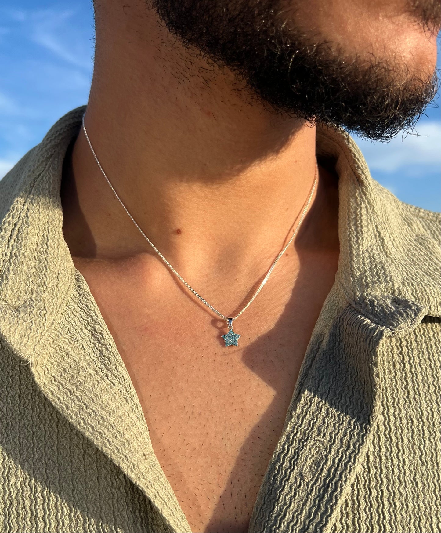 Turquoise Star -Grommet Necklace Sterling Silver 925s