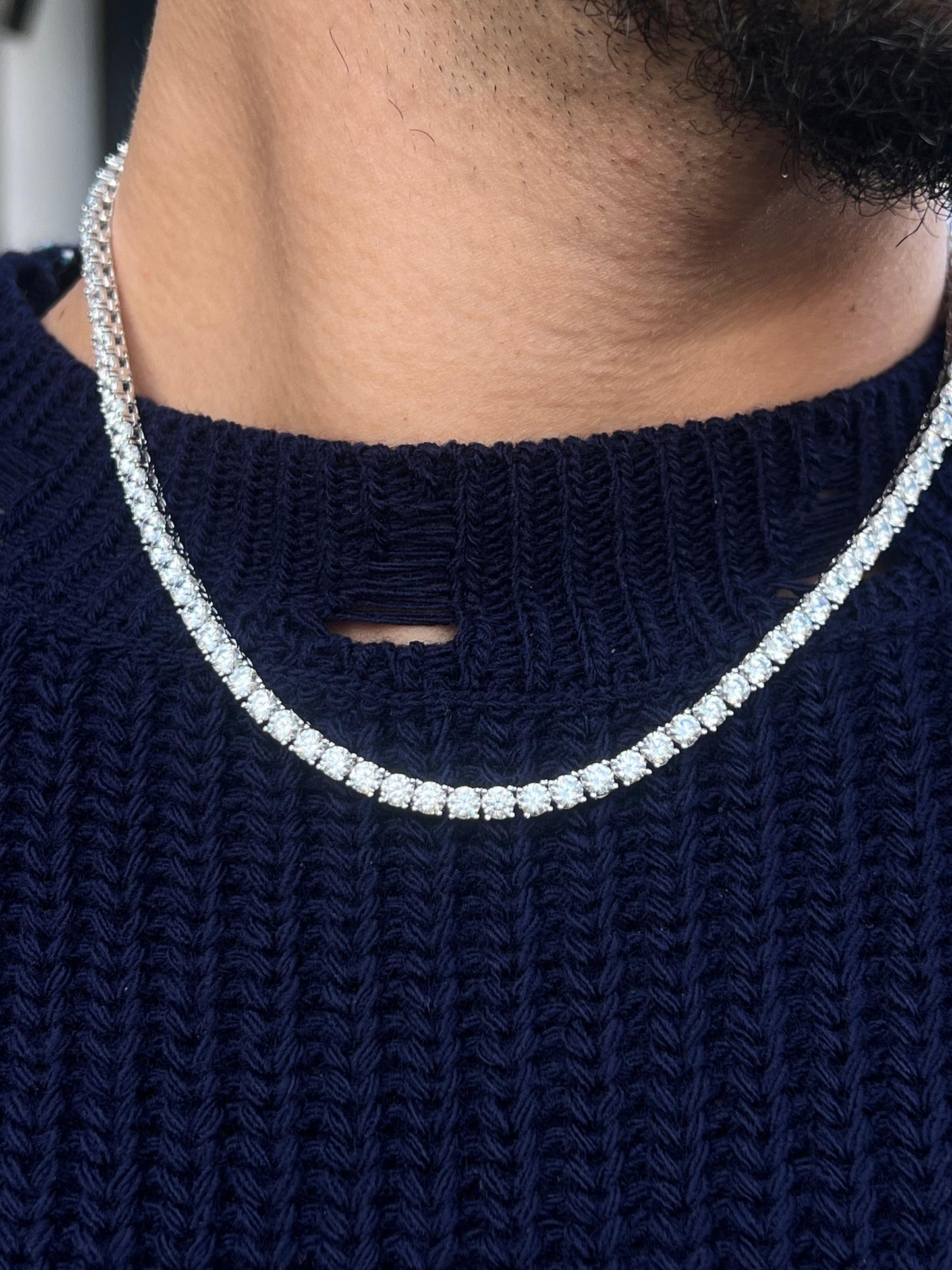 4mm Clear Tennis Necklace in Italian sterling silver-s925(45cm)