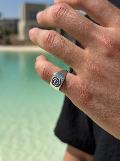 Blue Spiral Cord Ring in Sterling Silver 925s