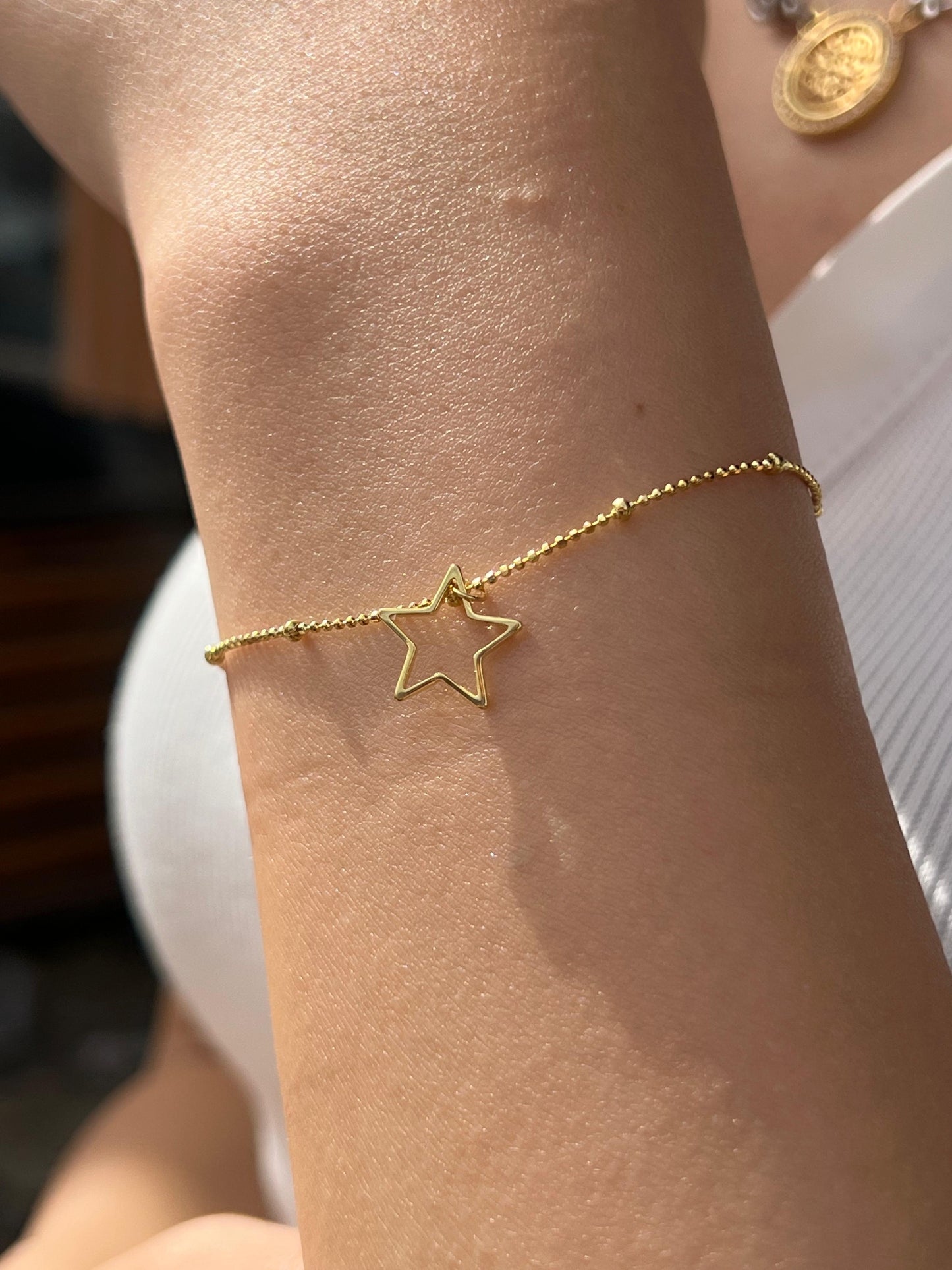 Gold plated Hallow Star Bracelet -in Sterling Silver -925
