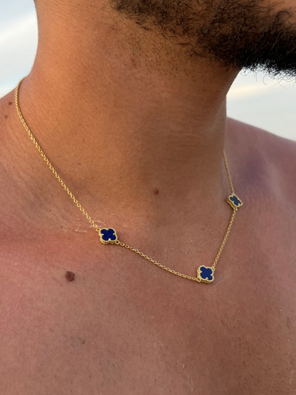 3 Clovers Chain in Sterling Silver 925s-Fine Gold Plated