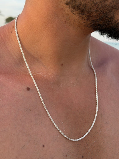 White Rope Necklace for Men's Sterling Silver 925s(60cm-3mm)