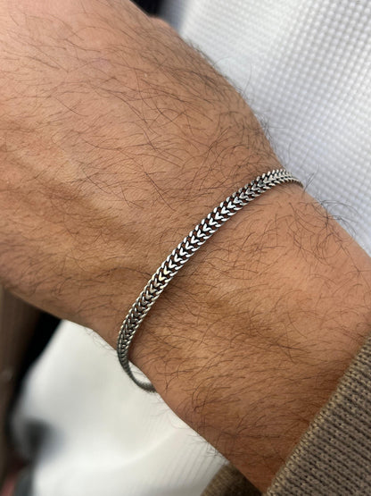 DRAGON BONE-S925 Sterling Silver Bracelet 5mm