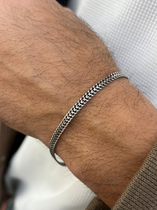 DRAGON BONE-S925 Sterling Silver Bracelet 5mm