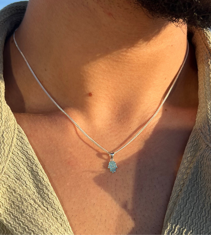 Turquoise Hamsa-Grommet Necklace Sterling Silver 925s