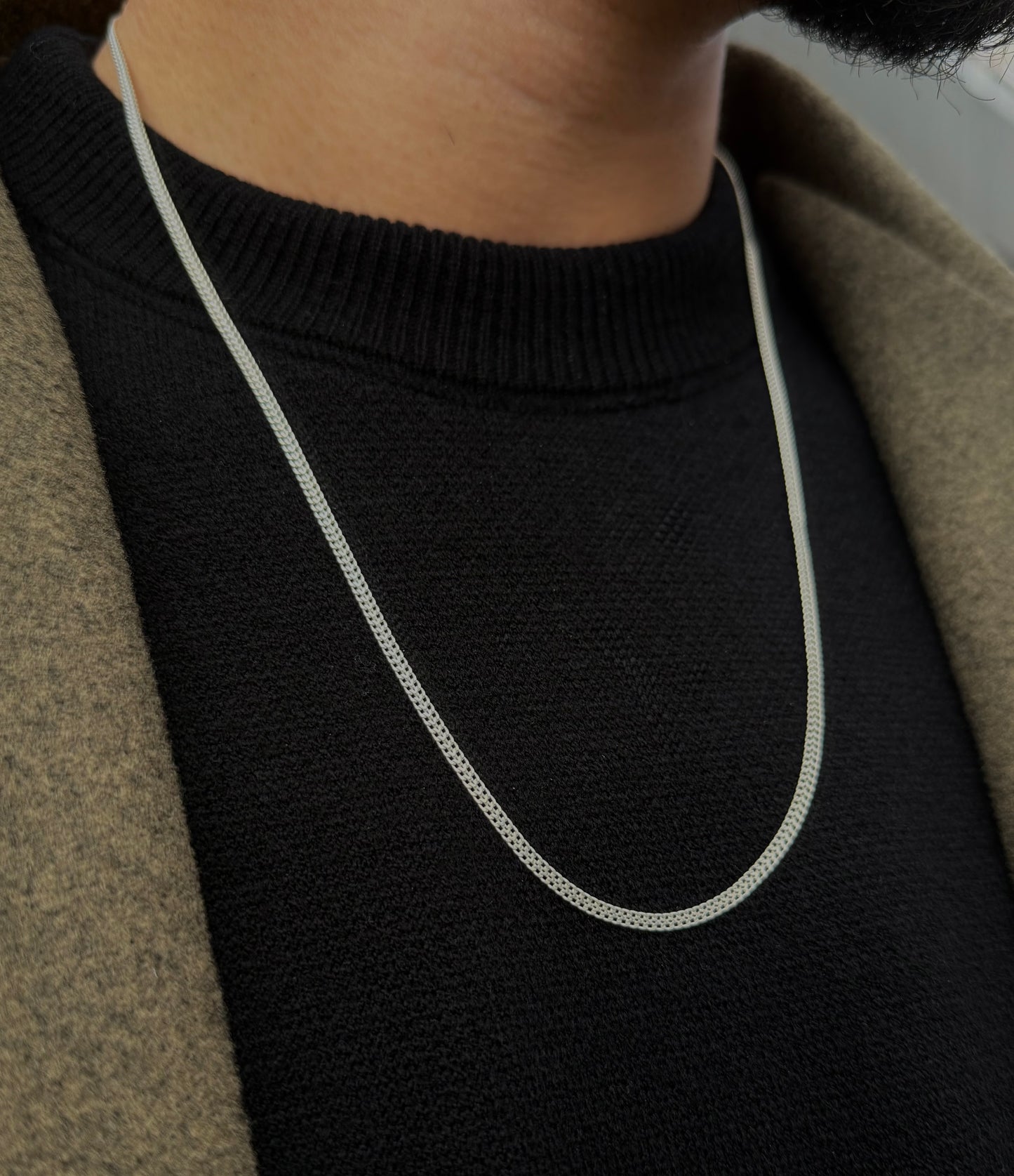 Sleek Dragon bone Necklace for Men's Sterling Silver 925s- (59cm-2.5mm)