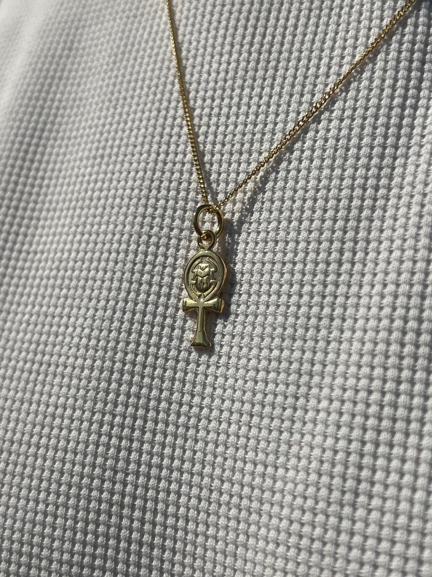 Premium- Ankh Necklace in Sterling Silver 925s- Real 21K Gold Plated