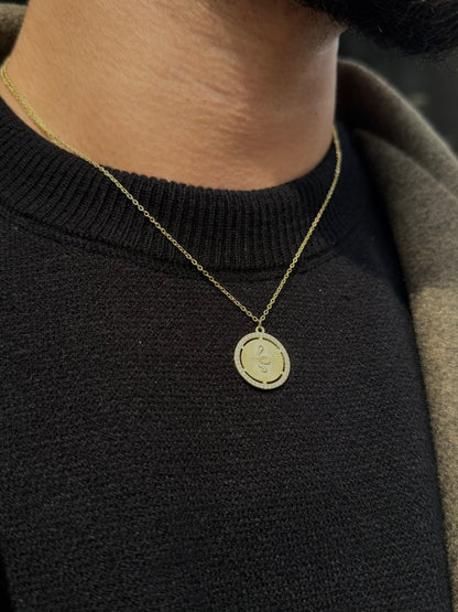 Fine Gold Plated-Snake medallion coin  Necklace925s