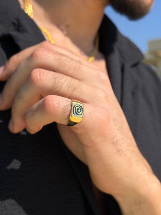 Blue Spiral Cord Ring in Sterling Silver 925s-Fine Gold Plated