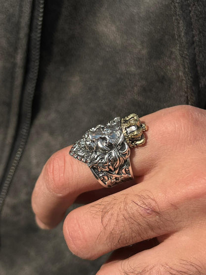 Crowned Lion King Ring-for Men's Sterling Silver 925s