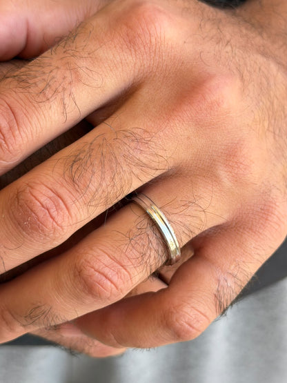 Sleek Double Engagement Ring in Sterling Silver 925s(3.5mm)